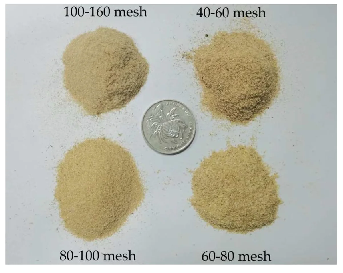 Different mesh sizes of groundnut shell powder